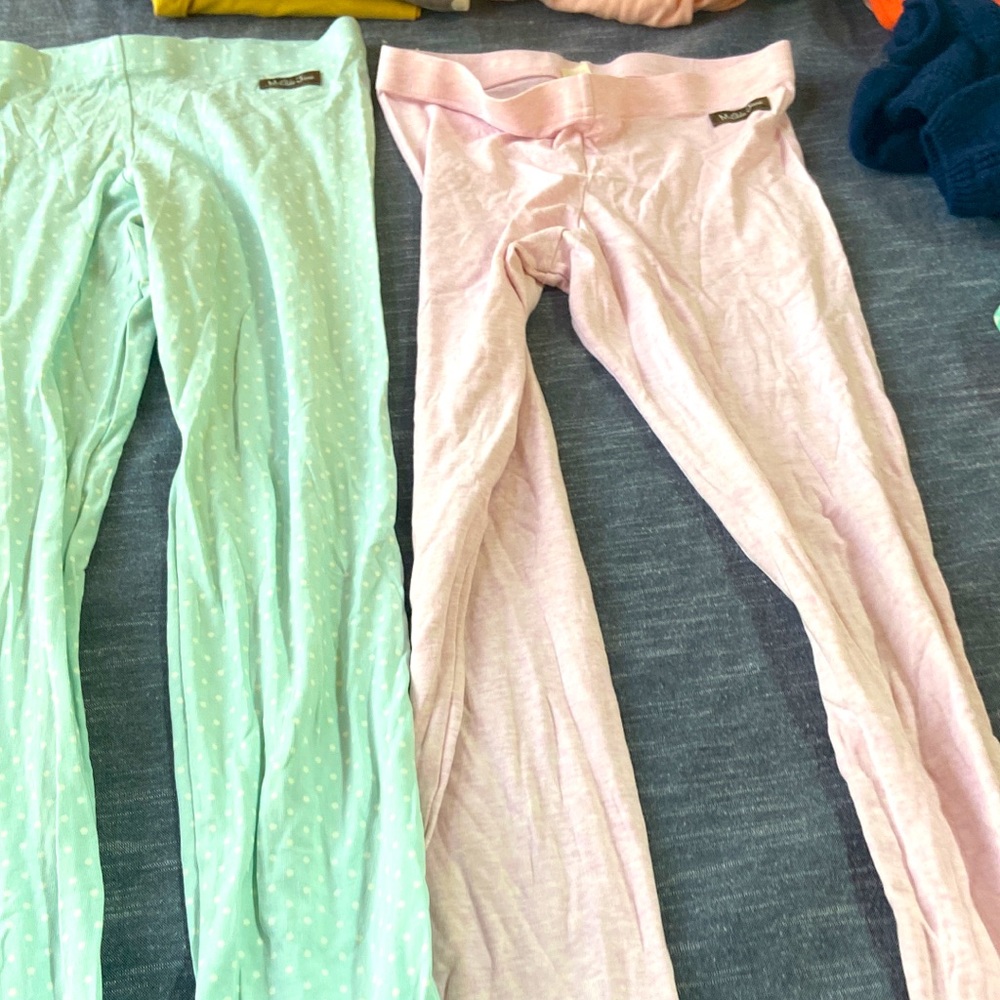Two pair sz 12 Matilda jane ruffles EEUC pale pink and green and white polka dot